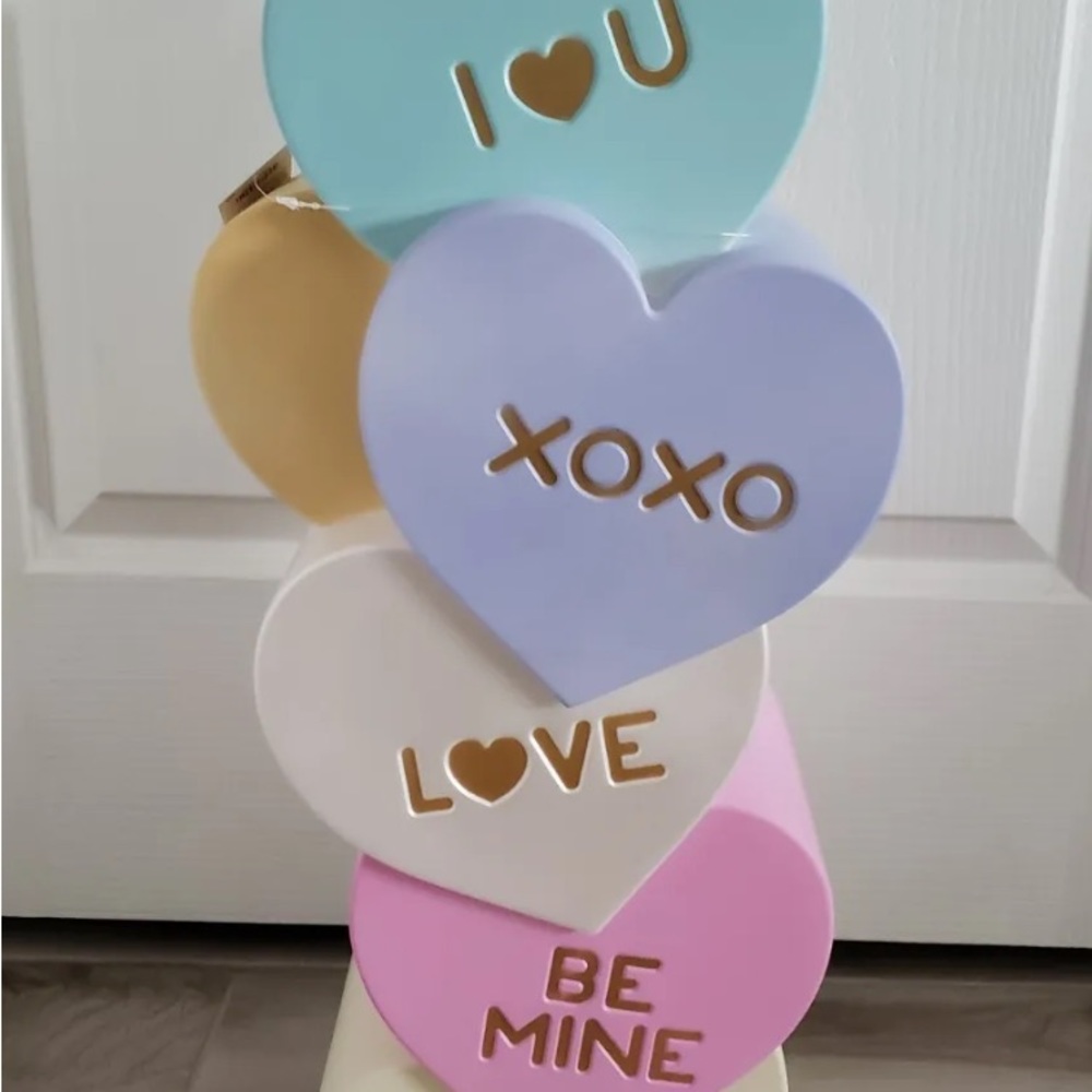 Lighted Blow Mold Stacked Message Hearts Valentine's Day - Cracker Barrel 24"